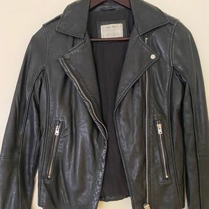 Zara authentic sheep leather jacket black